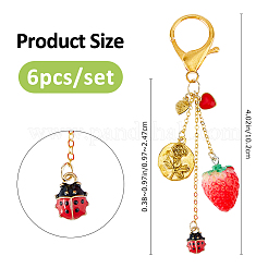 6Pcs Alloy & Resin & Brass Pendant Decorations&nbsp;HJEW-FH00269