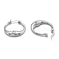 Brass Micro Pave Clear Cubic Zirconia Hoop Earrings&nbsp;EJEW-J101-28P