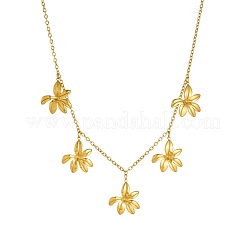 304 Stainless Steel Flower Multi Pendant Bib Necklaces for Women&nbsp;WG4B855-01