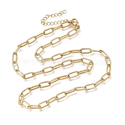 4MM 304 Stainless Steel Textured Paperclip Chain Necklaces for Man and Women&nbsp;SA-CBAB767-10G