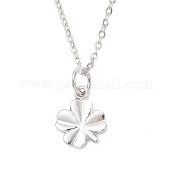 Clover Brass Pendant 304 Stainless Steel Cable Chain Necklaces for Women&nbsp;NJEW-JN05601-02