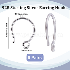 Anti-Tarnish 5 Pair 925 Sterling Silver Earring Hooks&nbsp;STER-BBC0002-01