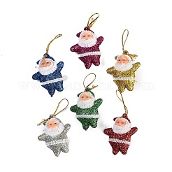 6Pcs 6 Colors Christmas Santa Claus Foam Pendant Decorations&nbsp;HJEW-A011-01