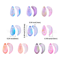 100Pcs 5 Colors Handmade Foil Glass Charms&nbsp;FOIL-CJ0001-09