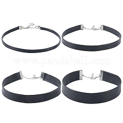 4Pcs 4 Styles Flat PU Leather Cord Gothic Choker Necklaces with Platinum Iron End Chains&nbsp;NJEW-CL0001-14