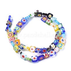 Square Handmade Millefiori Glass Beads&nbsp;X-LK-R004-52