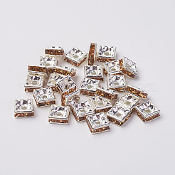 Brass Rhinestone Spacer Beads&nbsp;RB-A013-6x6-14S
