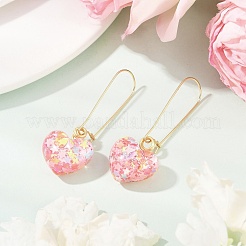 2 Pairs 2 Styles Heart & Flower Resin Dangle Hoop Earrings&nbsp;EJEW-JE06352