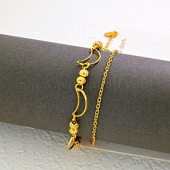 Vintage Beach Brass Moon Link Chain Double Layer Anklets for Women&nbsp;ZY2637