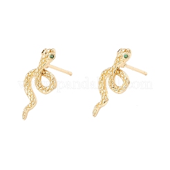 Green Cubic Zirconia Snake Stud Earrings&nbsp;X-EJEW-F282-25G
