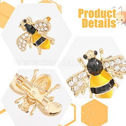 12Pcs Bees Iron Rhinestone Lapel Pin Brooches&nbsp;JEWB-CA0001-78