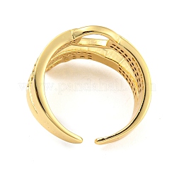 Rack Plating Brass Micro Pave Cubic Zirconia Open Cuff Ring for Women&nbsp;RJEW-F153-02G