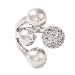 Brass Micro Pave Cubic Zirconia Cuff Rings&nbsp;RJEW-P102-01P