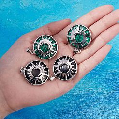 4Pcs 2 Colors Synthetic Malachite & Goldstone Pendants&nbsp;G-SZ0001-47