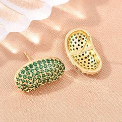 Brass Micro Pave Cubic Zirconia Stud Earrings&nbsp;EJEW-K324-09G-03
