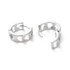 Rack Plating Hollow Heart Brass Hoop Earrings&nbsp;EJEW-S241-16P