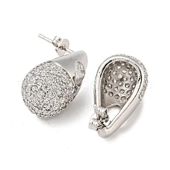 Brass with Cubic Zirconia Stud Earrings&nbsp;LS-EJEW-Q799-02A-P