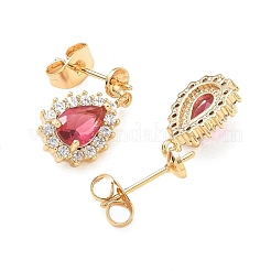 Brass Pave Cubic Zirconia Stud Earring Findings&nbsp;KK-C172-09G