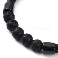 Round Natural Lava Rock Bead Bracelets&nbsp;BJEW-A009-08EB-03
