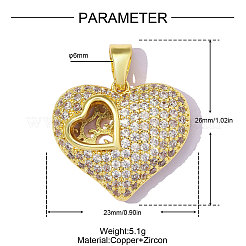 Brass Micro Pave Clear Cubic Zirconia Pendants&nbsp;CU-OY001-79G