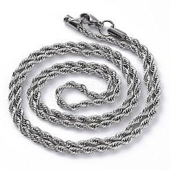 Non-Tarnish 304 Stainless Steel Rope Chain Necklaces for Men Women&nbsp;NJEW-T012-03-66-S-01