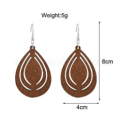 Hollow Out Teardrop Wood Dangle Earrings&nbsp;FS-WG5AC87-05