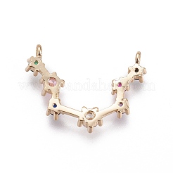 Brass Micro Pave Cubic Zirconia Pendants&nbsp;X-ZIRC-F099-19G-02