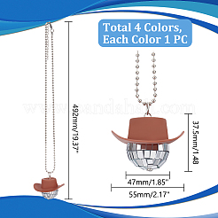 4Pcs 4 Colors Plastic Cap with Glass Disco Ball Pendant Necklace with Iron Ball Chains&nbsp;NJEW-GA0001-06