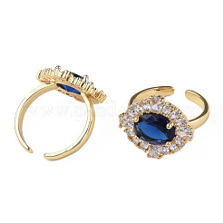 Cubic Zirconia Oval Open Cuff Ring&nbsp;RJEW-N035-129A