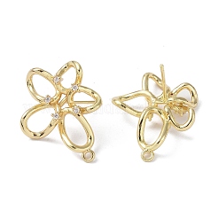 Brass Cubic Zirconia Stud Earring Findings&nbsp;KK-B087-12G