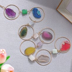 Iron & Brass & Crystal Glass Sun Catcher Pendants&nbsp;HJEW-K049-07