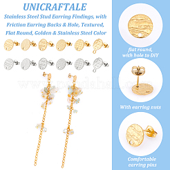 24Pcs 12 Style Ion Plating(IP) 304 Stainless Steel Stud Earring Findings&nbsp;STAS-UN0043-26