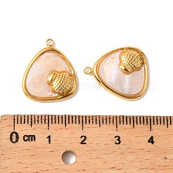 304 Stainless Steel Pave Natural Shell Pendants&nbsp;STAS-Z145-07G-01A