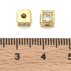 Brass Micro Pave Clear Cubic Zirconia Beads&nbsp;KK-D229-20G