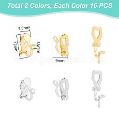 32Pcs 2 Colors Brass Clip-on Earring Findings&nbsp;KK-UN0001-87