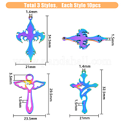 30Pcs 3 Style 304 Stainless Steel Pendants&nbsp;STAS-FH0001-70