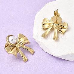 201 Stainless Steel ABS Plastic Pearl Stud Earrings&nbsp;EJEW-Z151-13G-06