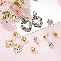 32Pcs 2 Colors Half Round Brass Clip-on Earring Findings&nbsp;KK-SC0004-21