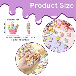 50Pcs 5 Colors Opaque Resin Pendants&nbsp;RESI-CJ0003-94
