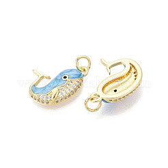 Brass Micro Pave Clear Cubic Zirconia Pendants&nbsp;KK-Q077-06G-04