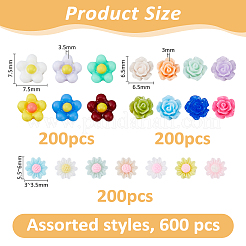 600Pcs 3 Styles Opaque Resin Cabochons&nbsp;CRES-FH0001-22