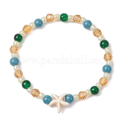 Synthetic Turquoise Beads Stretch Bracelets&nbsp;BJEW-JB11513-02