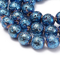 Electroplated Natural Lava Rock Beads Strands&nbsp;G-I260-11