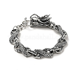 Men's Alloy Infinity Link Chain Bracelet with Dragon Head Clasp&nbsp;BJEW-A129-06AS