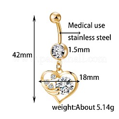 Brass Cubic Zirconia Navel Ring&nbsp;AJEW-EE0004-18