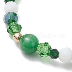 5Pcs 5 Styles Saint Patrick's Day Theme Natural Dyed Yellow Jade & Glass Beads Stretch Bracelets&nbsp;BJEW-JB11156