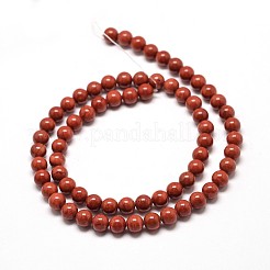 Natural Red Jasper Round Bead Strands&nbsp;G-P072-15-6mm