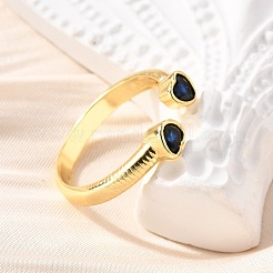 Brass Micro Pave Cubic Zirconia Cuff Rings for Women&nbsp;RJEW-F181-09G