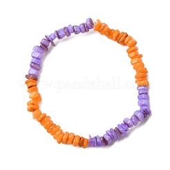 Dyed Natural Freshwater Shell Beads Stretch Bracelets for Men Women&nbsp;BJEW-JB12477-04