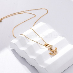 304 Stainless Steel Crystal Rhinestone Anchor Pendant Necklaces&nbsp;LS-NJEW-Z057-01A-G